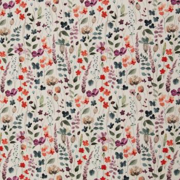 Preview: Baumwollrippjersey Mia Blüten Petrol/Lila auf Naturweiß von Swafing